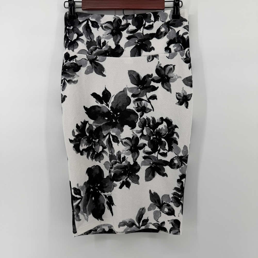 Silhouette NYC Pencil Skirt Women Medium White Black Floral High Waist Textured‎
